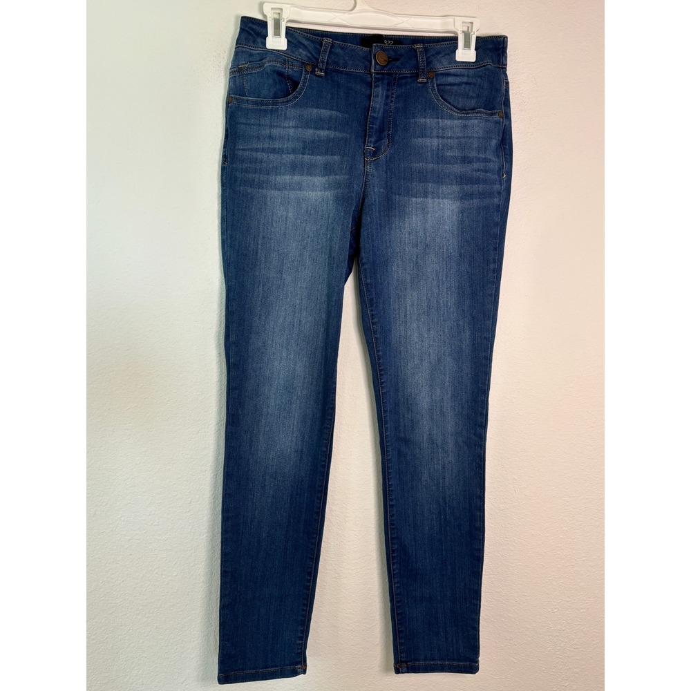 1822 Denim Womens Skinny Jeans Medium Wash Blue Size 10 Whiskered Slim Fit